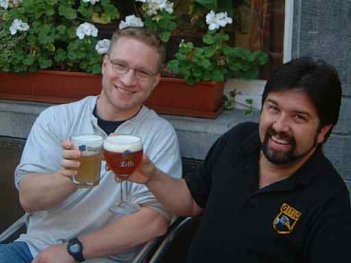 Marc and I having a beer in Leuven, Belgium